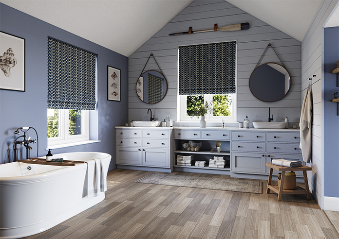 Orla Kiely Linear Stem, Navy Whale - Twist&Fit Roman Blind - Image 7